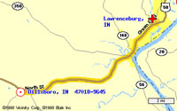 Map of Lawrenceburg, Indiana